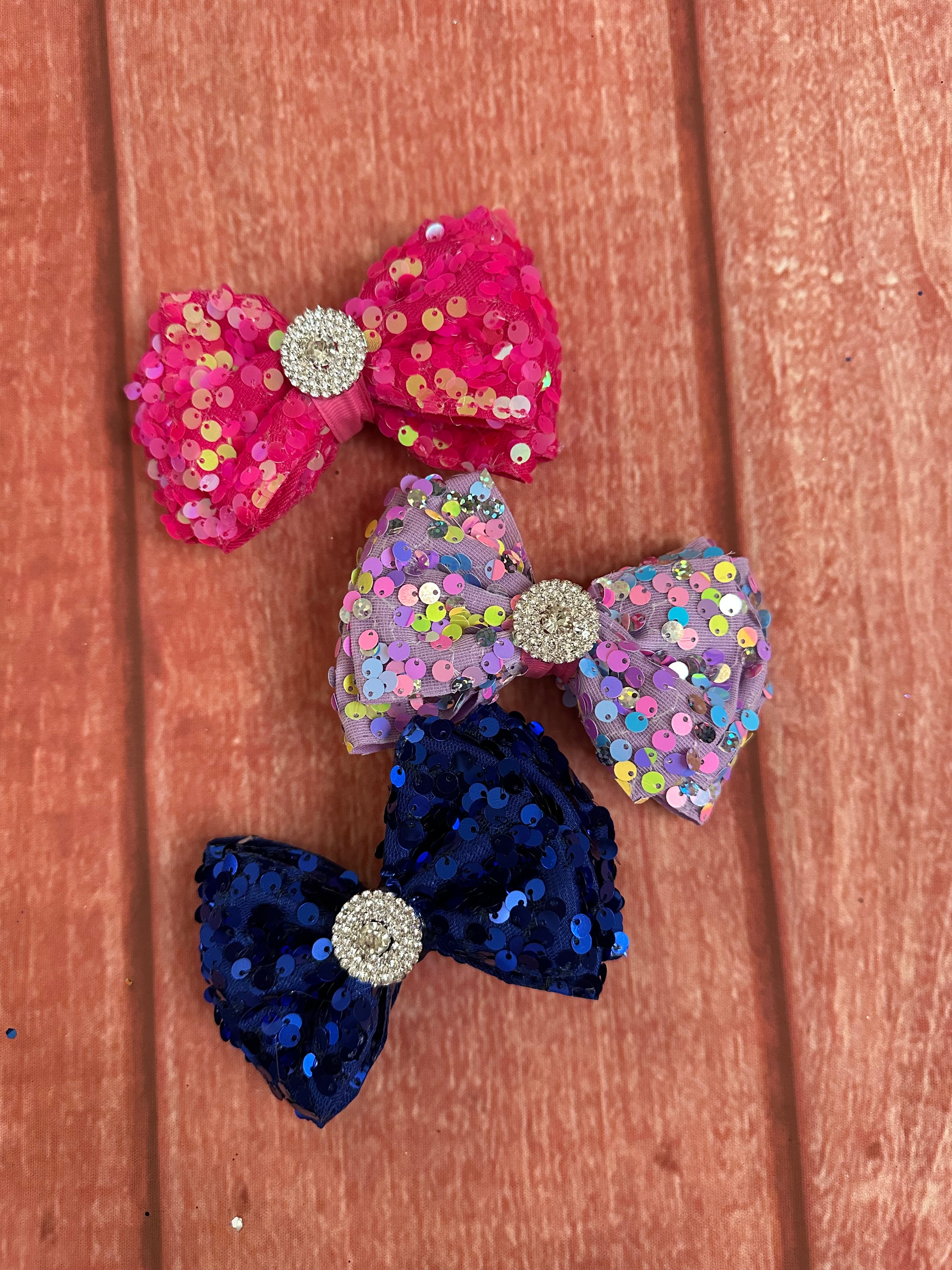 Sequin hair bow piggy size