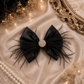 5 inch satin bow with feather