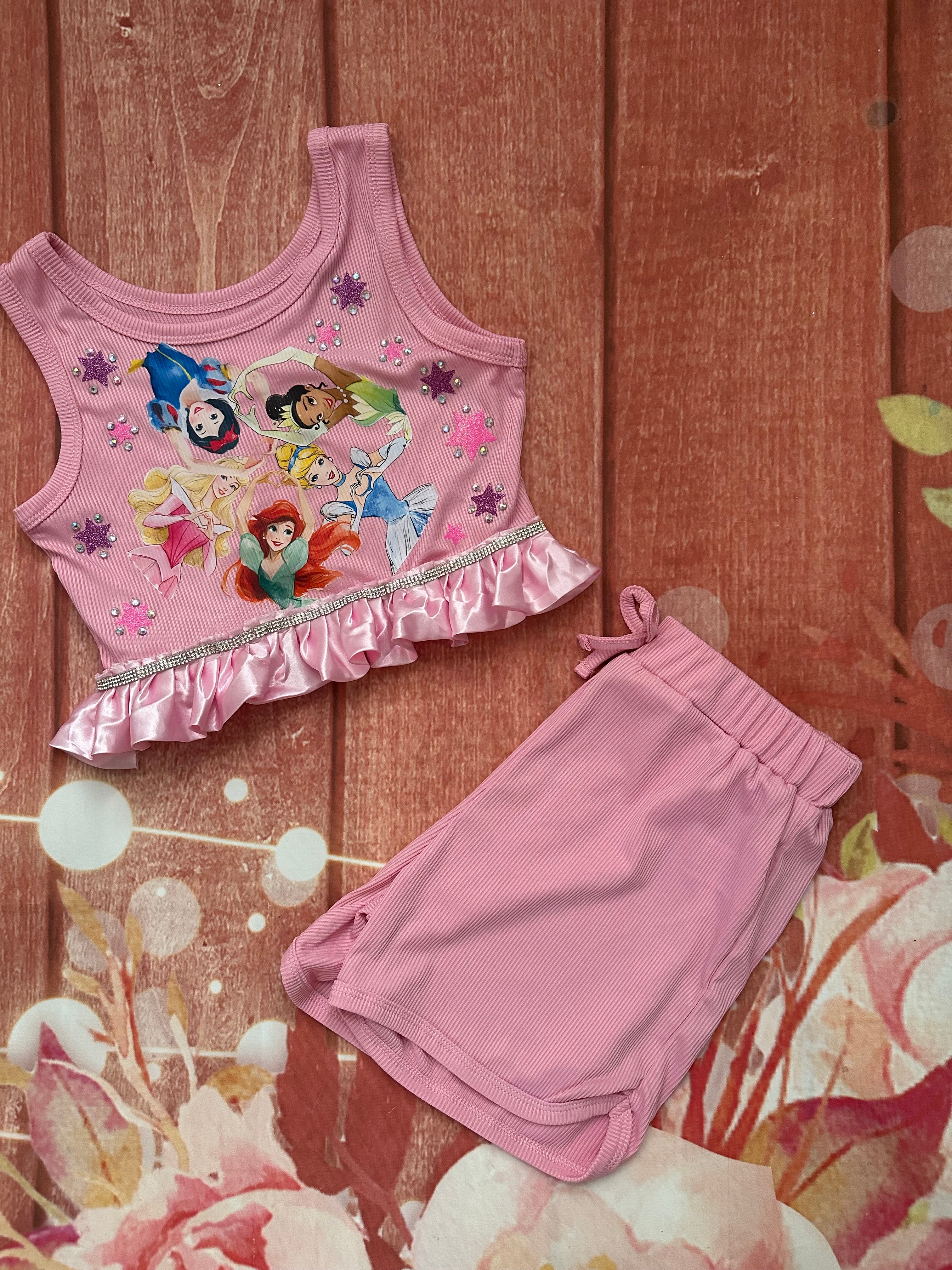 7y princess shorts set
