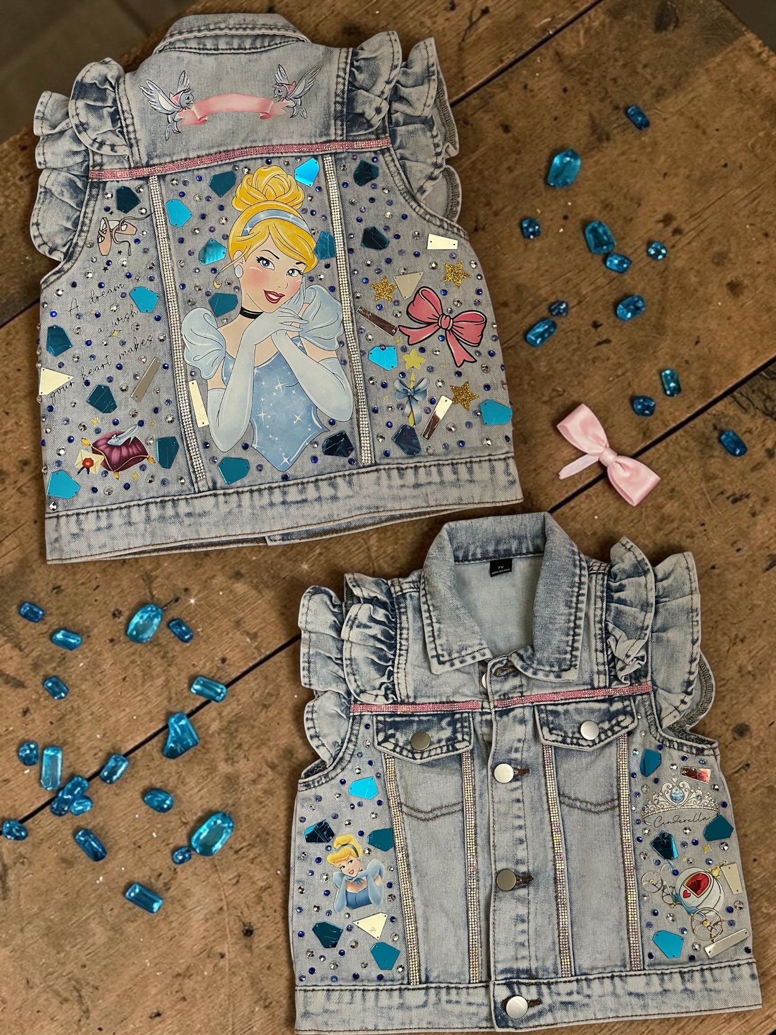 7y Cinderella denim vest