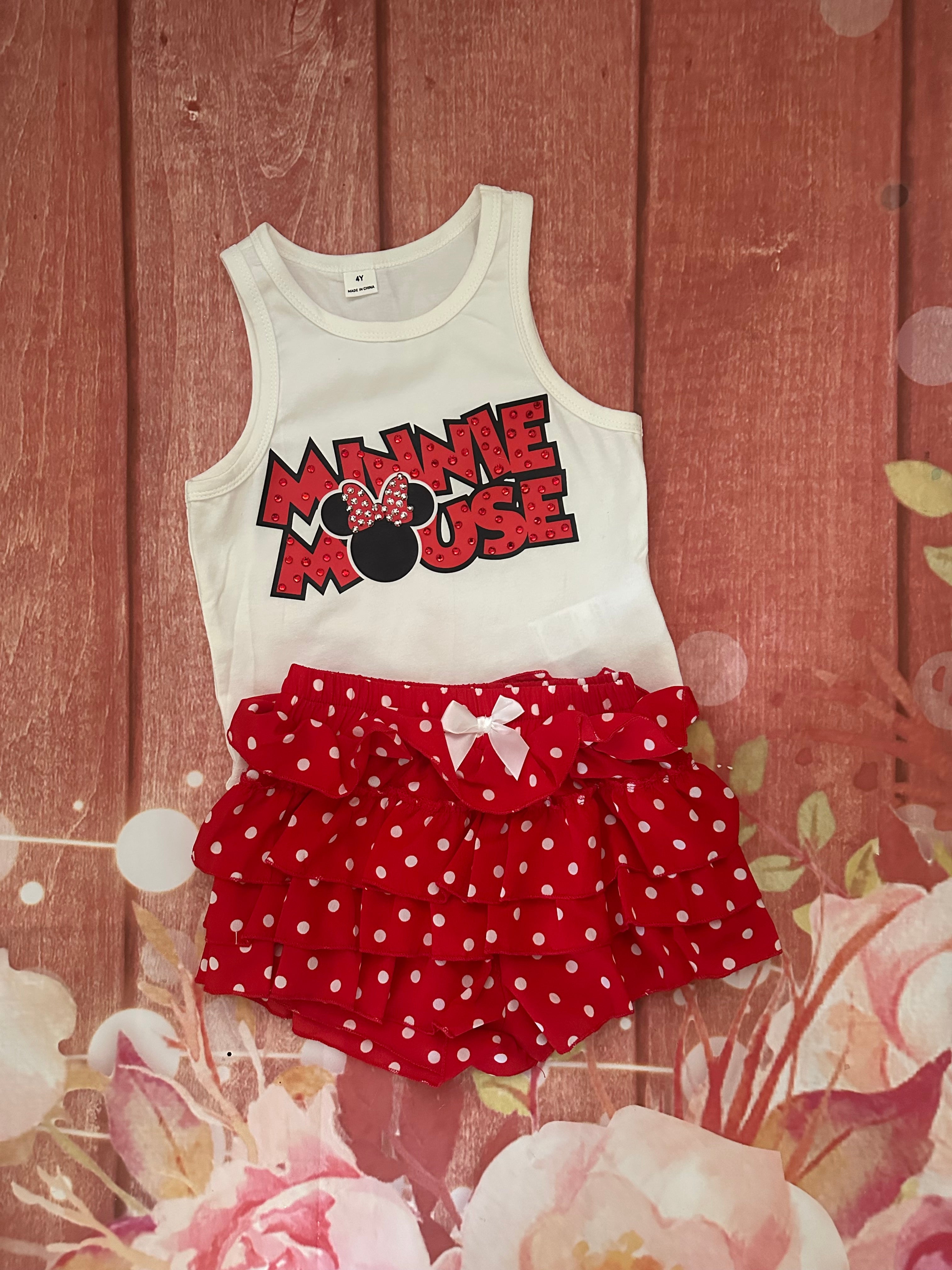 4y Minnie Mouse shorts set