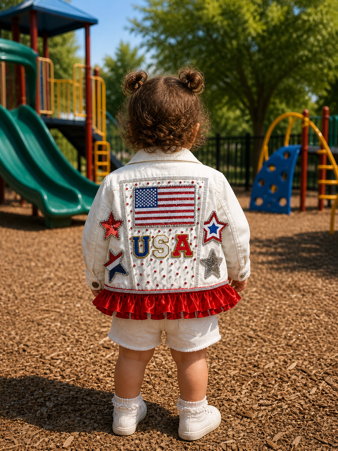 Pre order white denim USA jacket