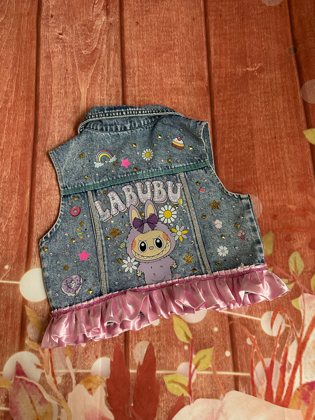 6/7 labubu crop denim vest
