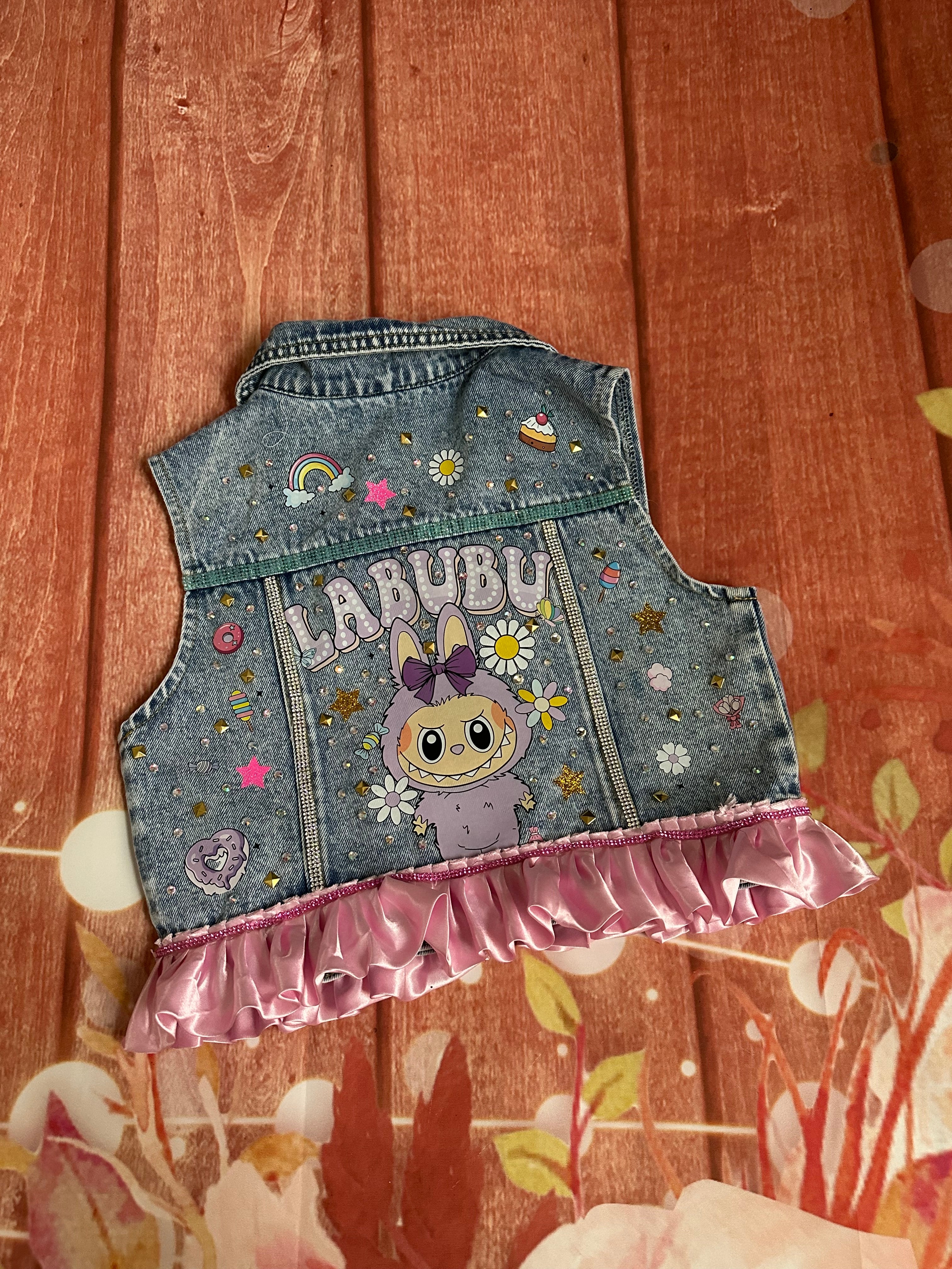 6/7 labubu crop denim vest