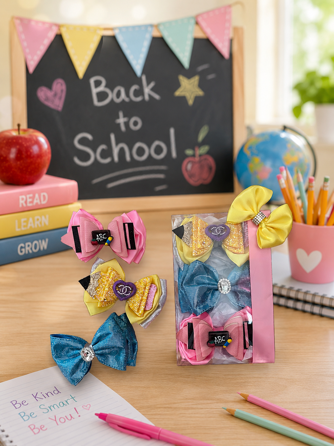 Back to school 3 piece piggy clip gift set