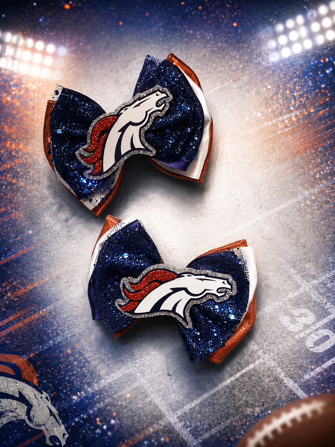 Denver broncos football piggy bow