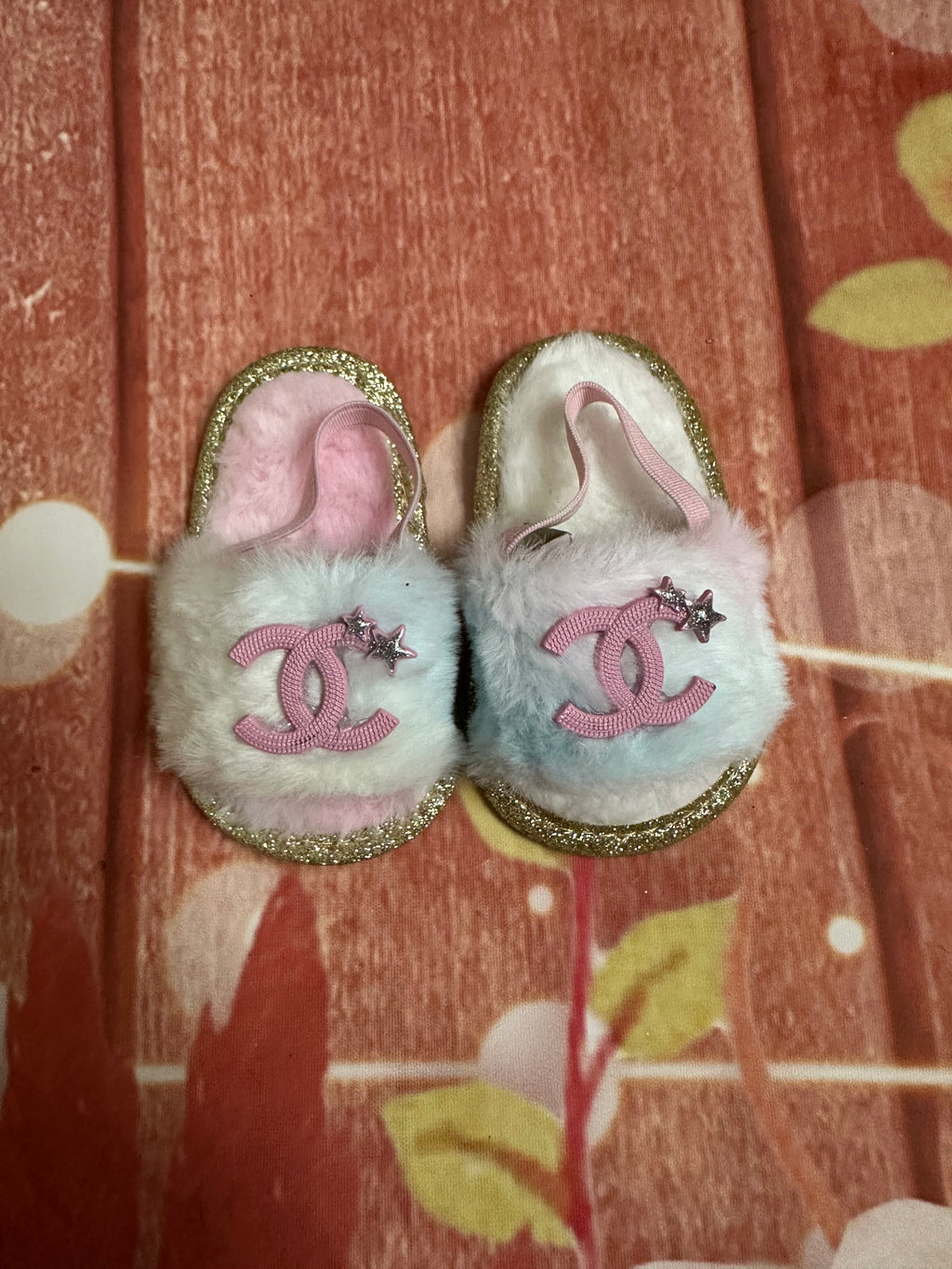 Size 1 baby fur slippers