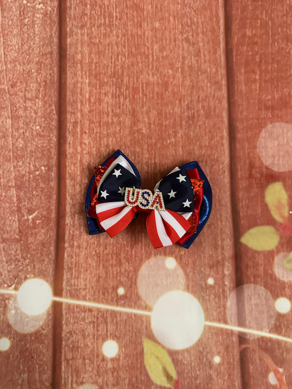USA 4th of July single piggy clip