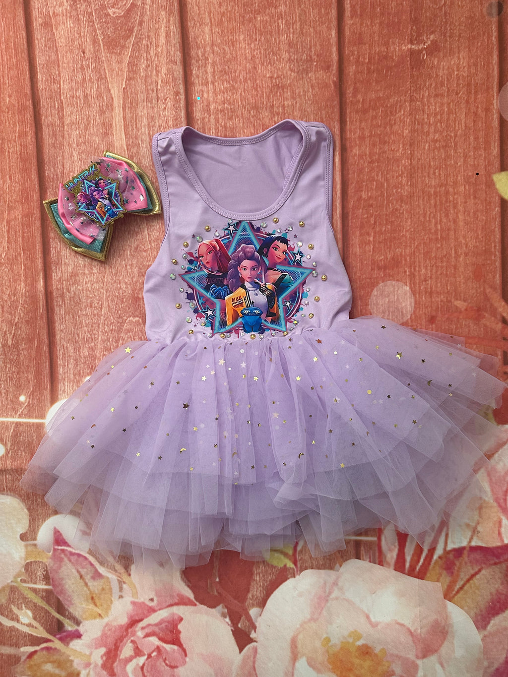 K pop Demon Hunter tutu and hair clip set
