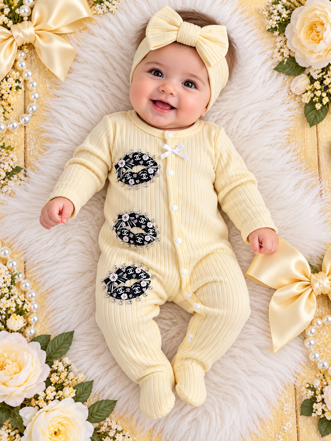 3/6 yellow baby romper