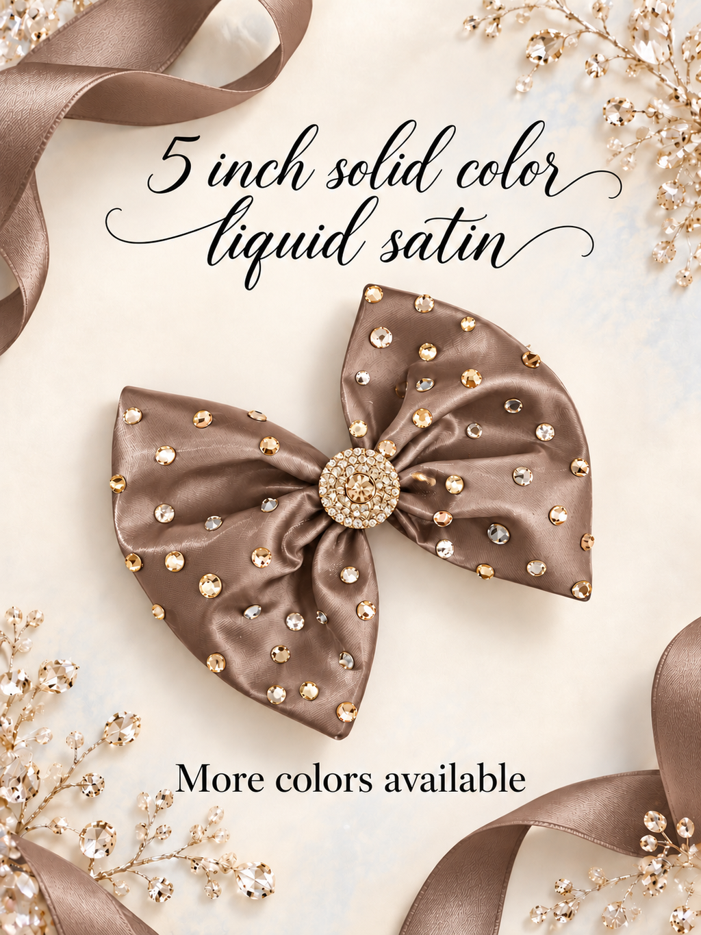 5 inch liquid satin hair clip with stones