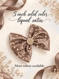 5 inch liquid satin hair clip with stones