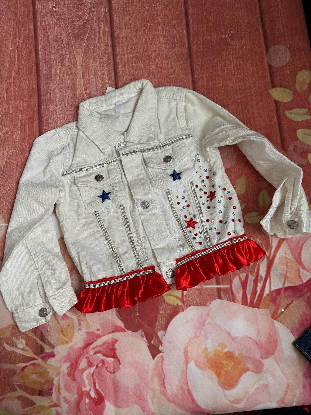 Pre order white denim USA jacket