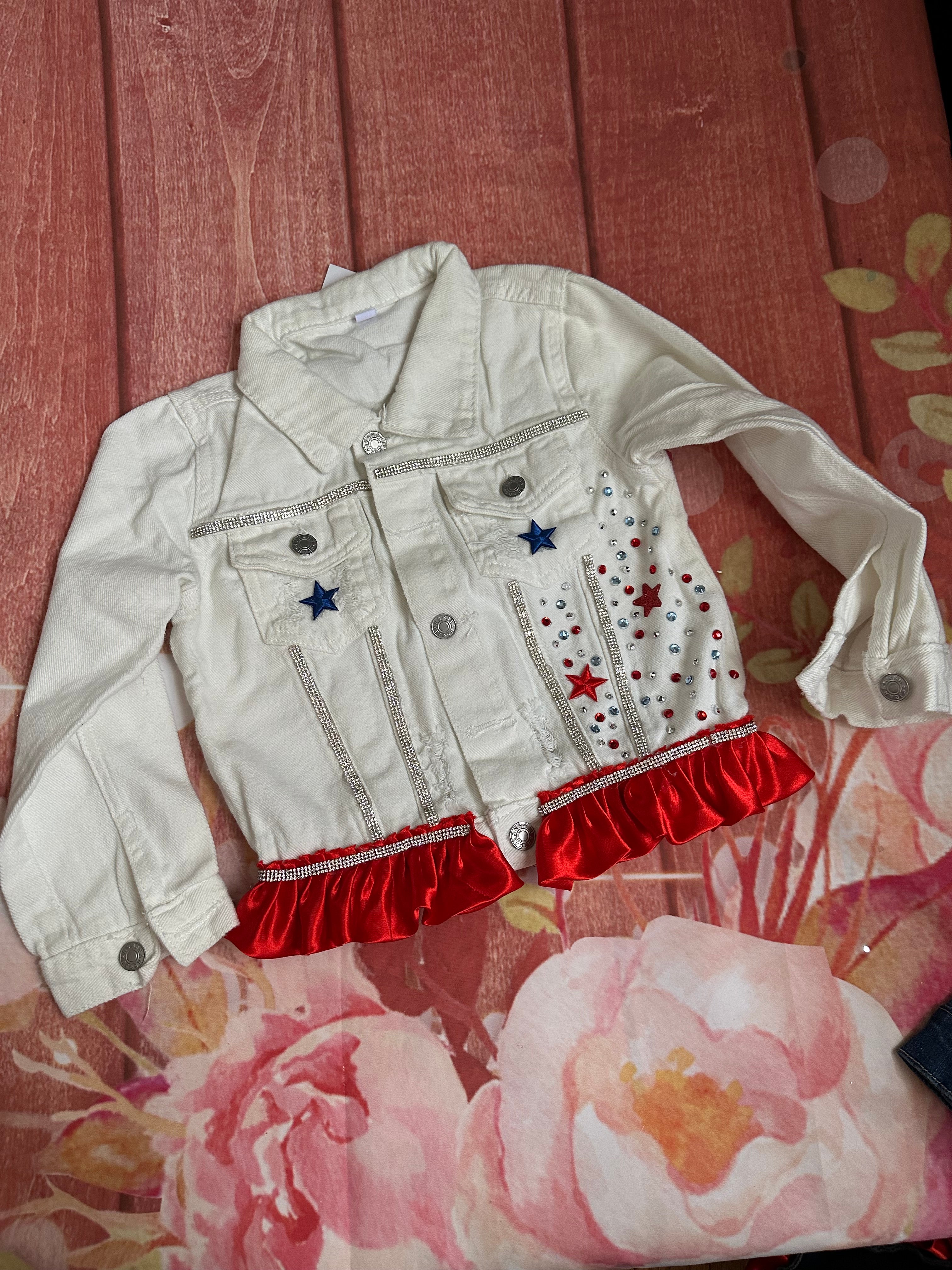Pre order white denim USA jacket
