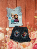 2/3 denim skirt and top set frozen Elsa