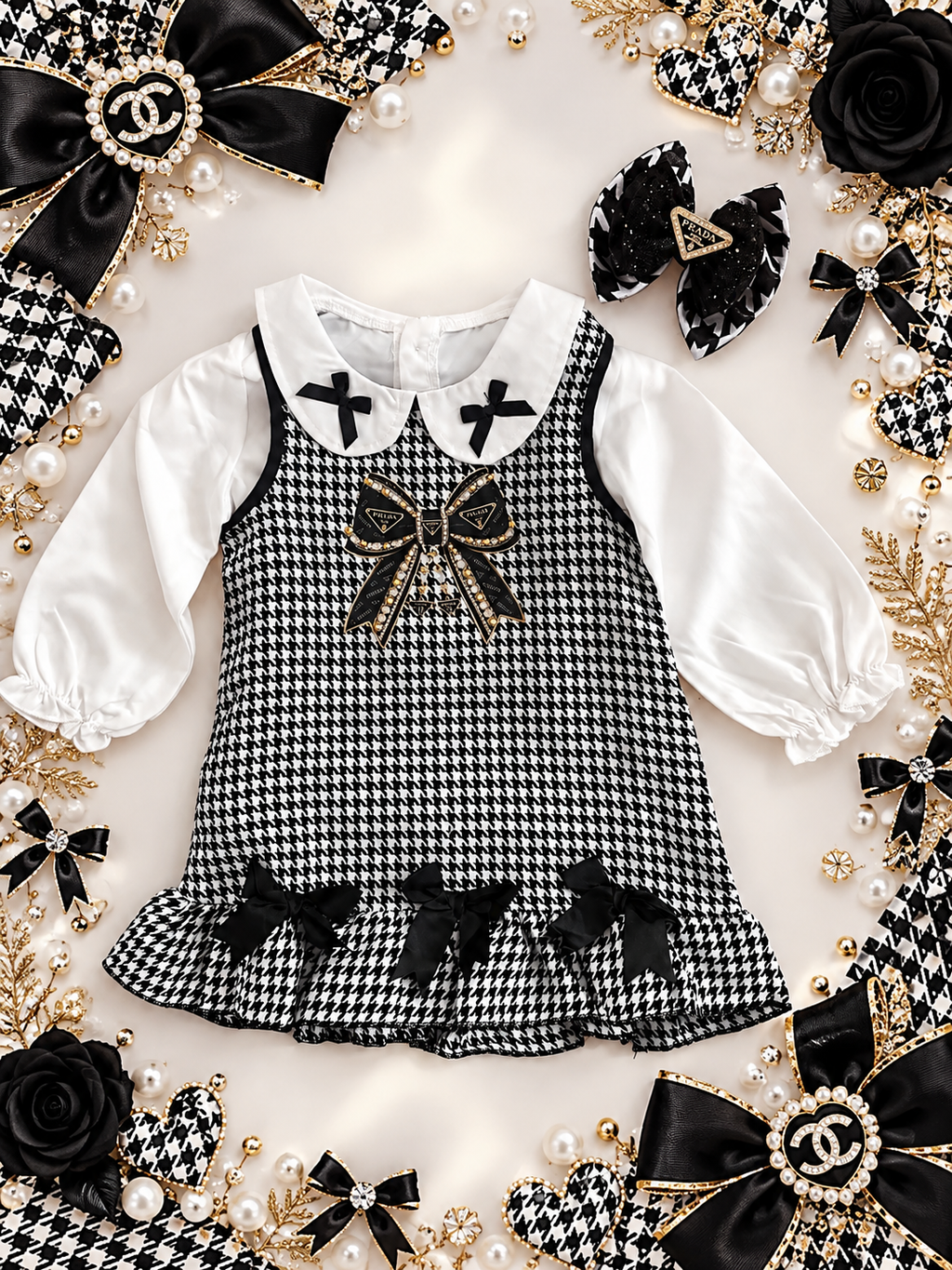 2/3 Prada dress and clip set )