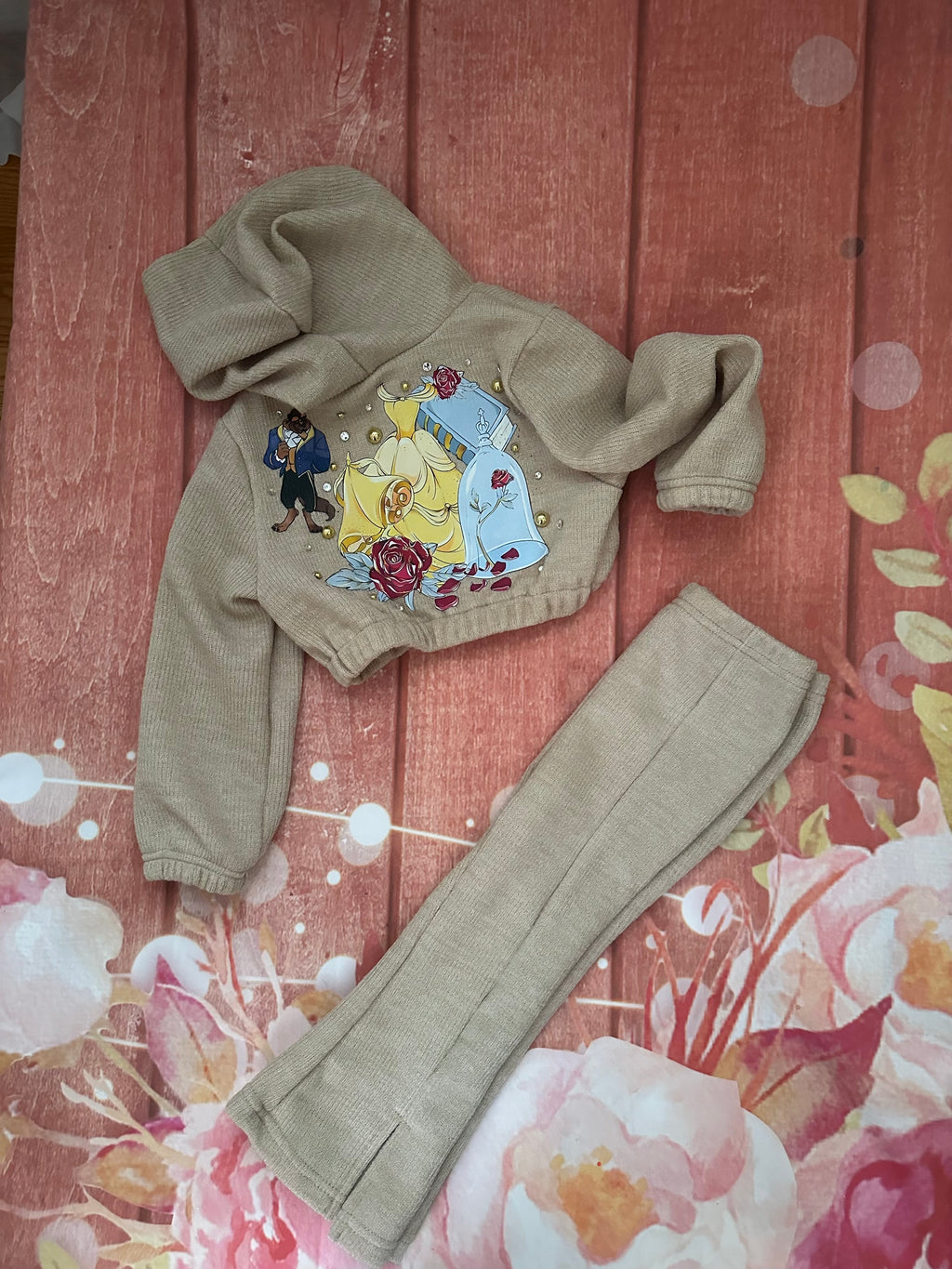 2/3 beauty and the beast zip up set
