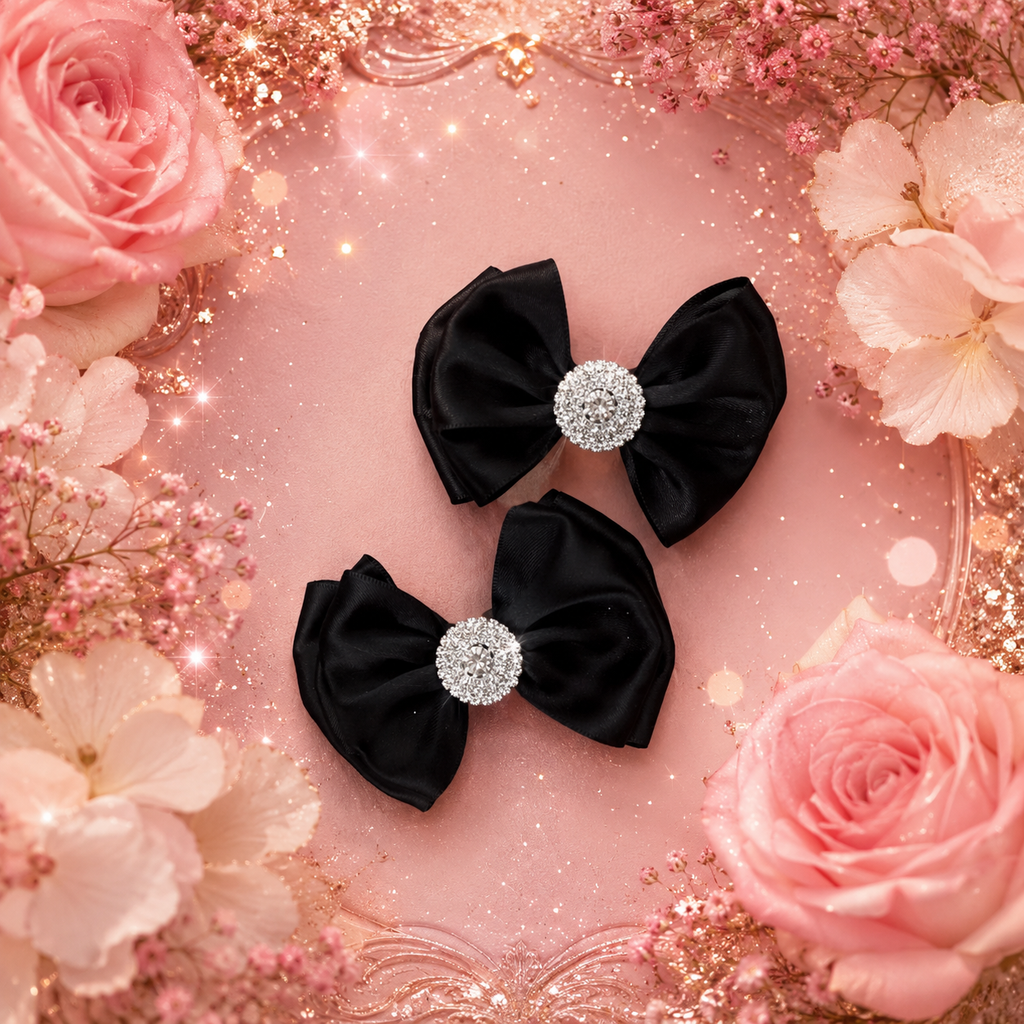 Black satin piggy bows