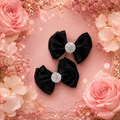 Black satin piggy bows