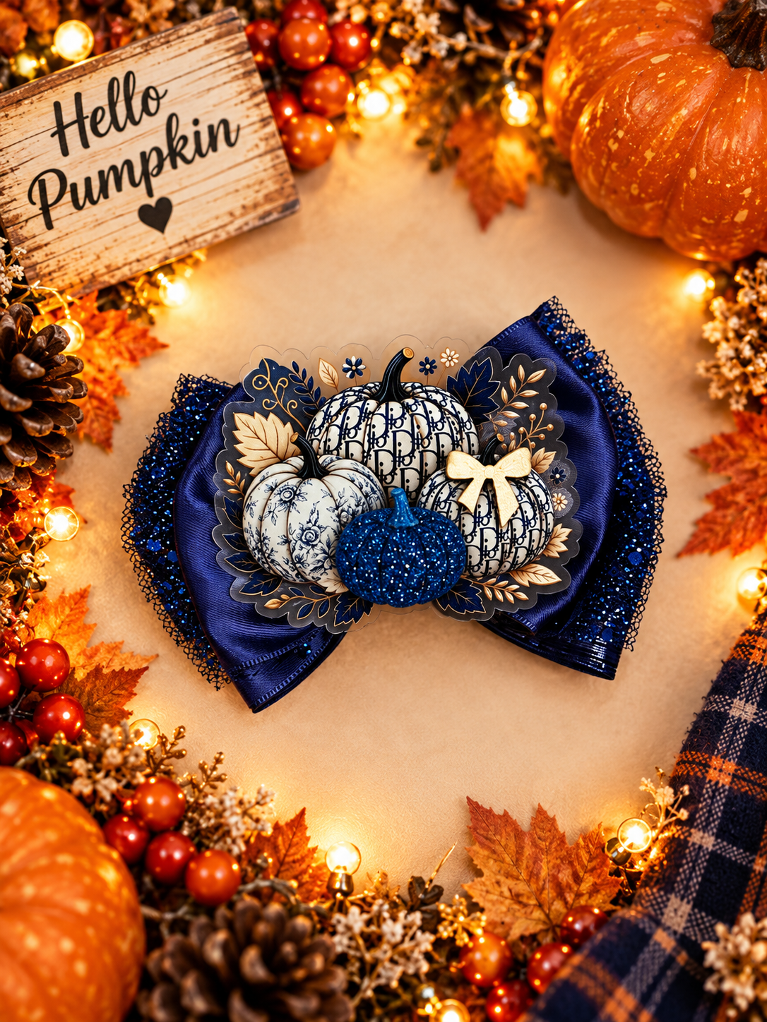 Xl piggy size hair bow pumpkins