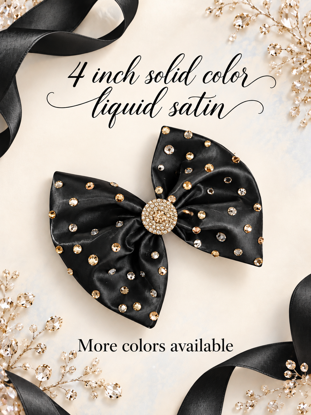 4 inch liquid satin hair clip with stones