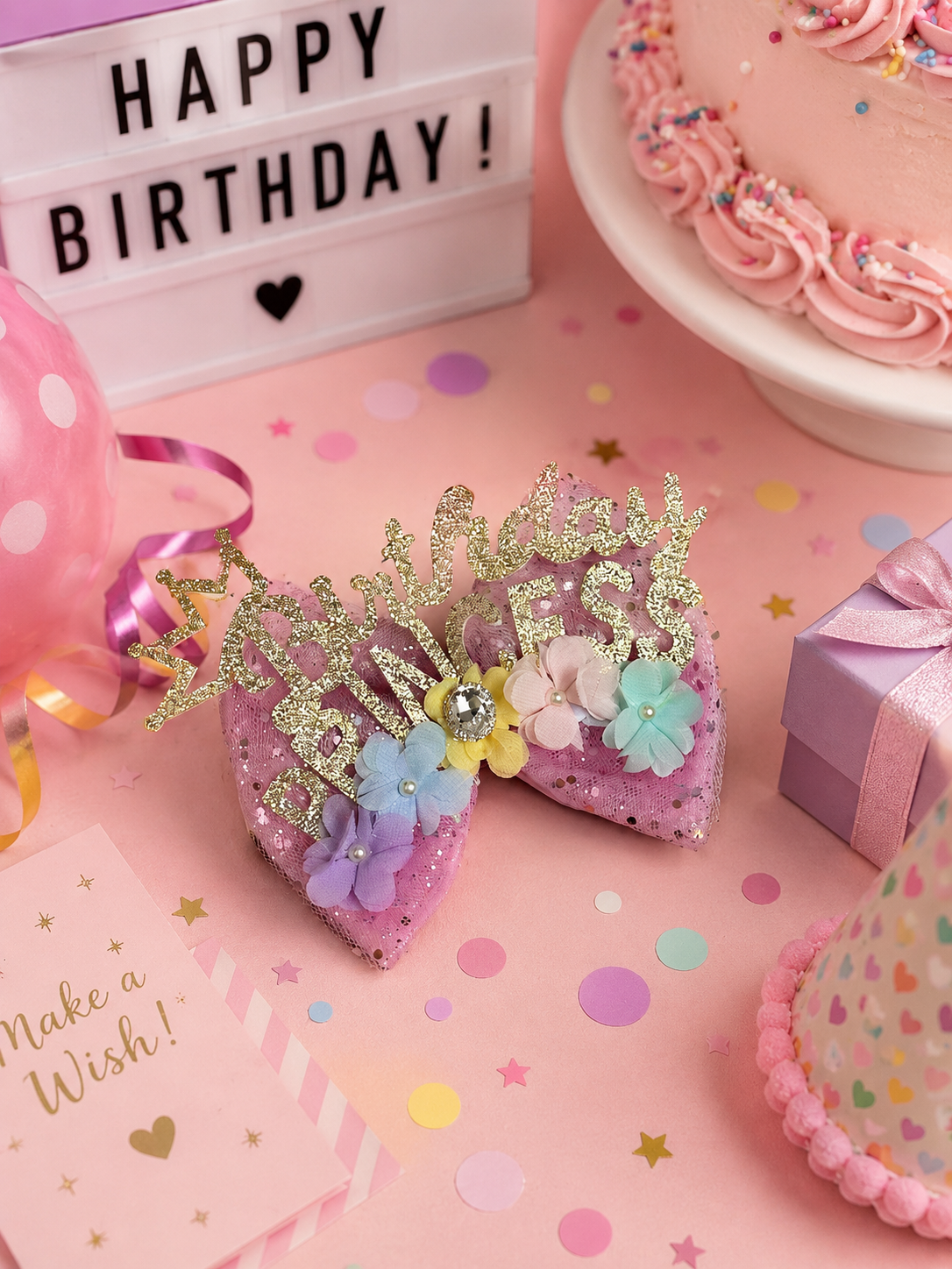 6 inch happy birthday hair clip