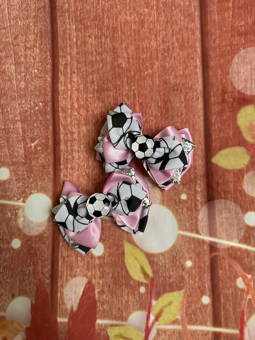 Pink soccer piggy bow