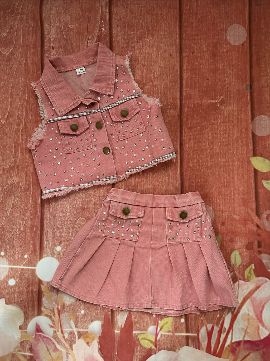 2/3 denim cowgirl skirt set