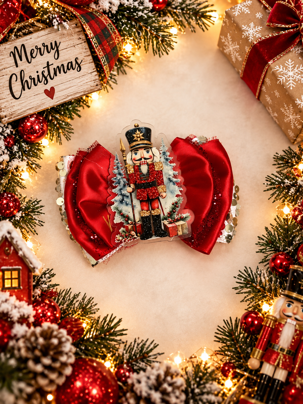 XL piggy size nutcracker bow