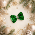 Green sequin piggy bow