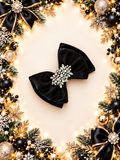 Liquid satin double layer hair clip black