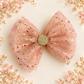 5 inch peach tulle hair bow