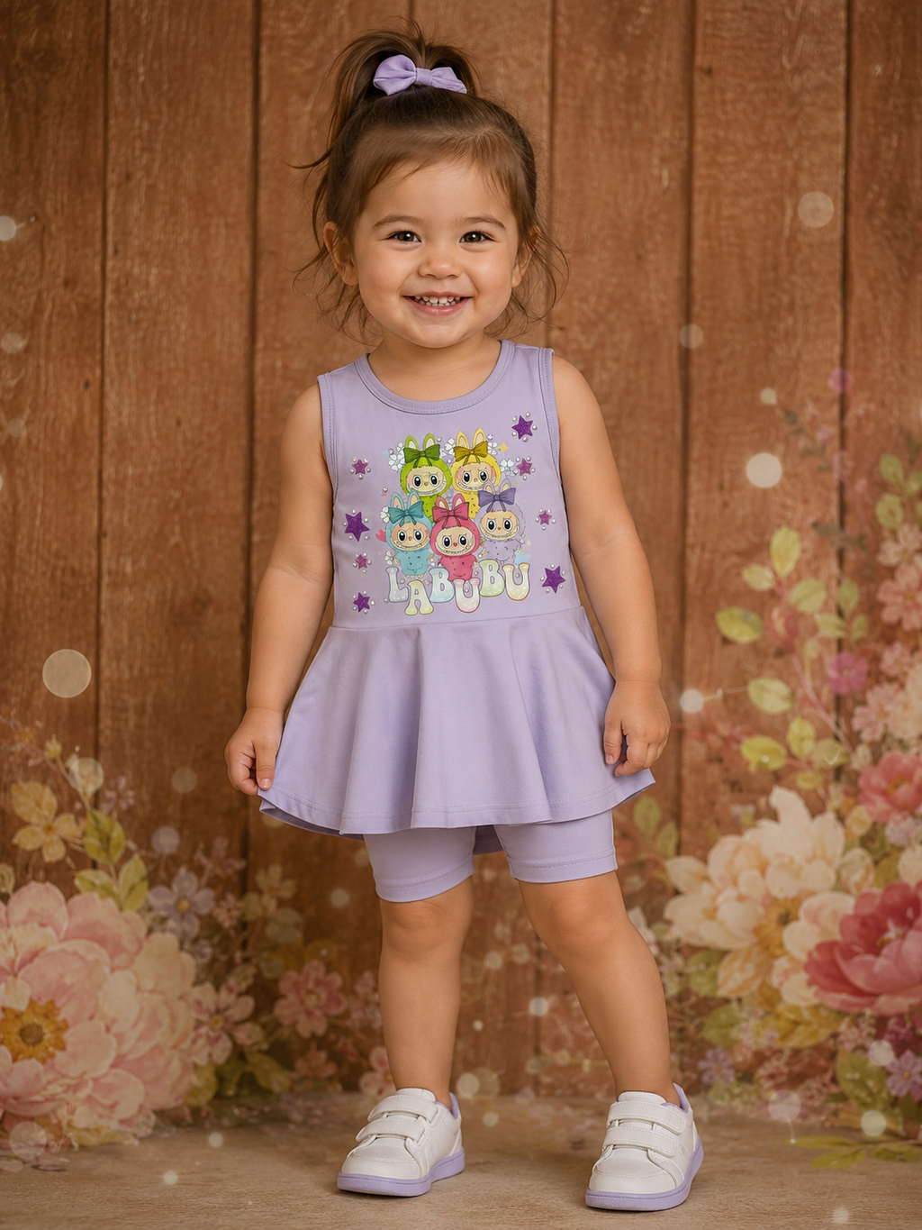 7y labubu shorts set