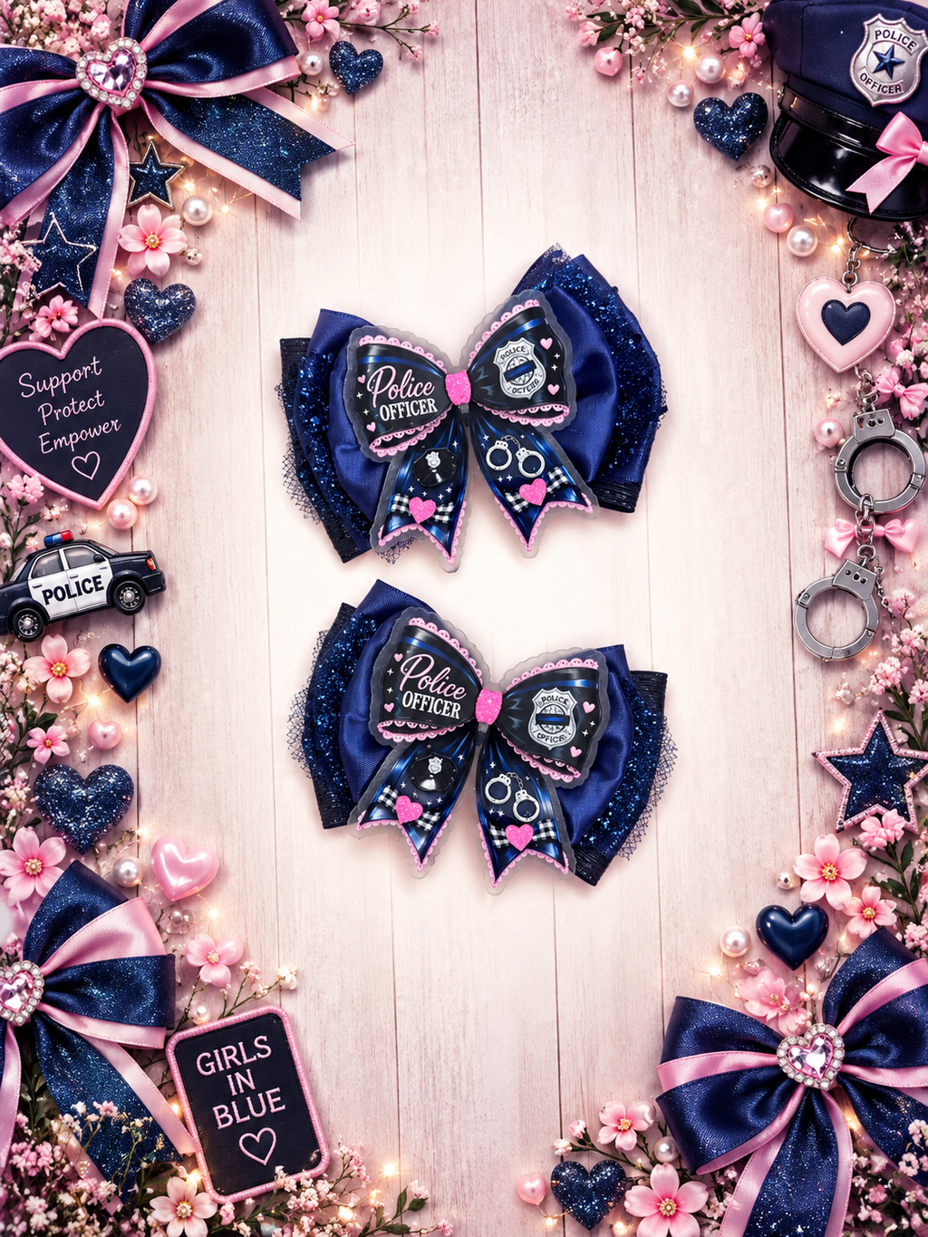 Xl piggy size hair bow police