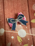 Denim and pearl piggy clip