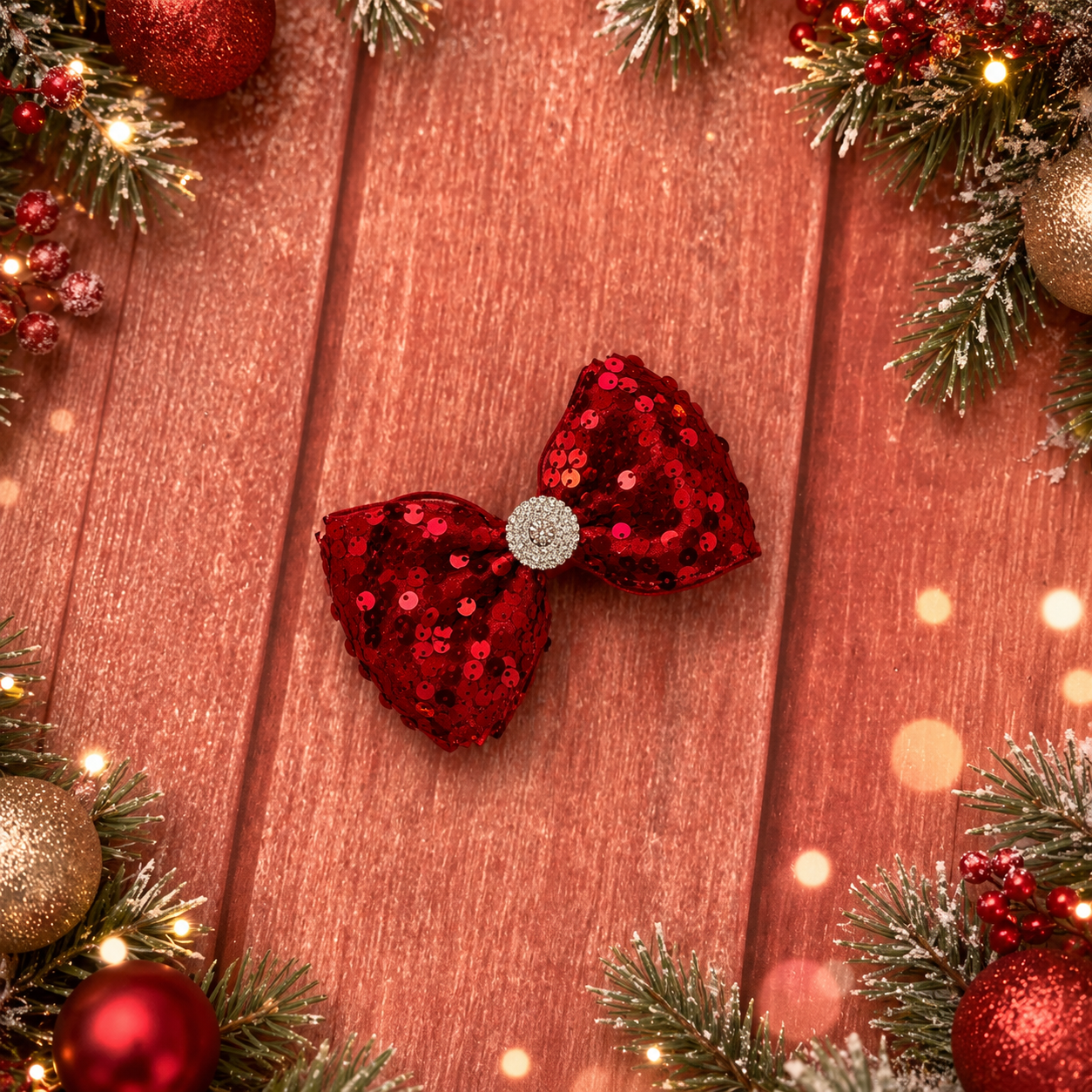 Red sequin piggy bow