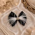 5 inch satin hair bow with feather