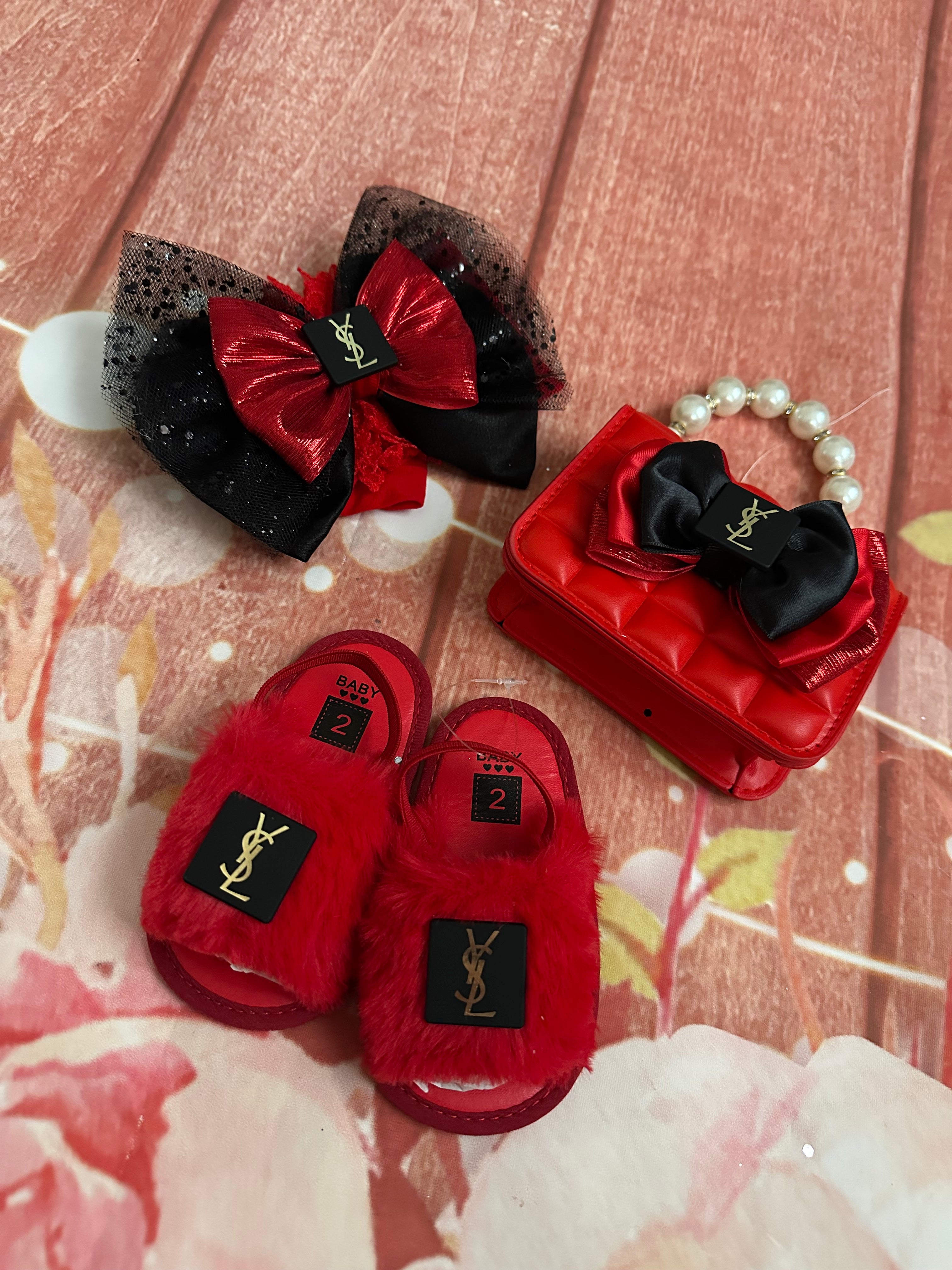 Size 2 baby shoes purse and headband gift set