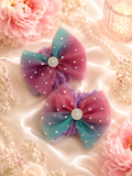 Rainbow 5 inch tulle hair bow