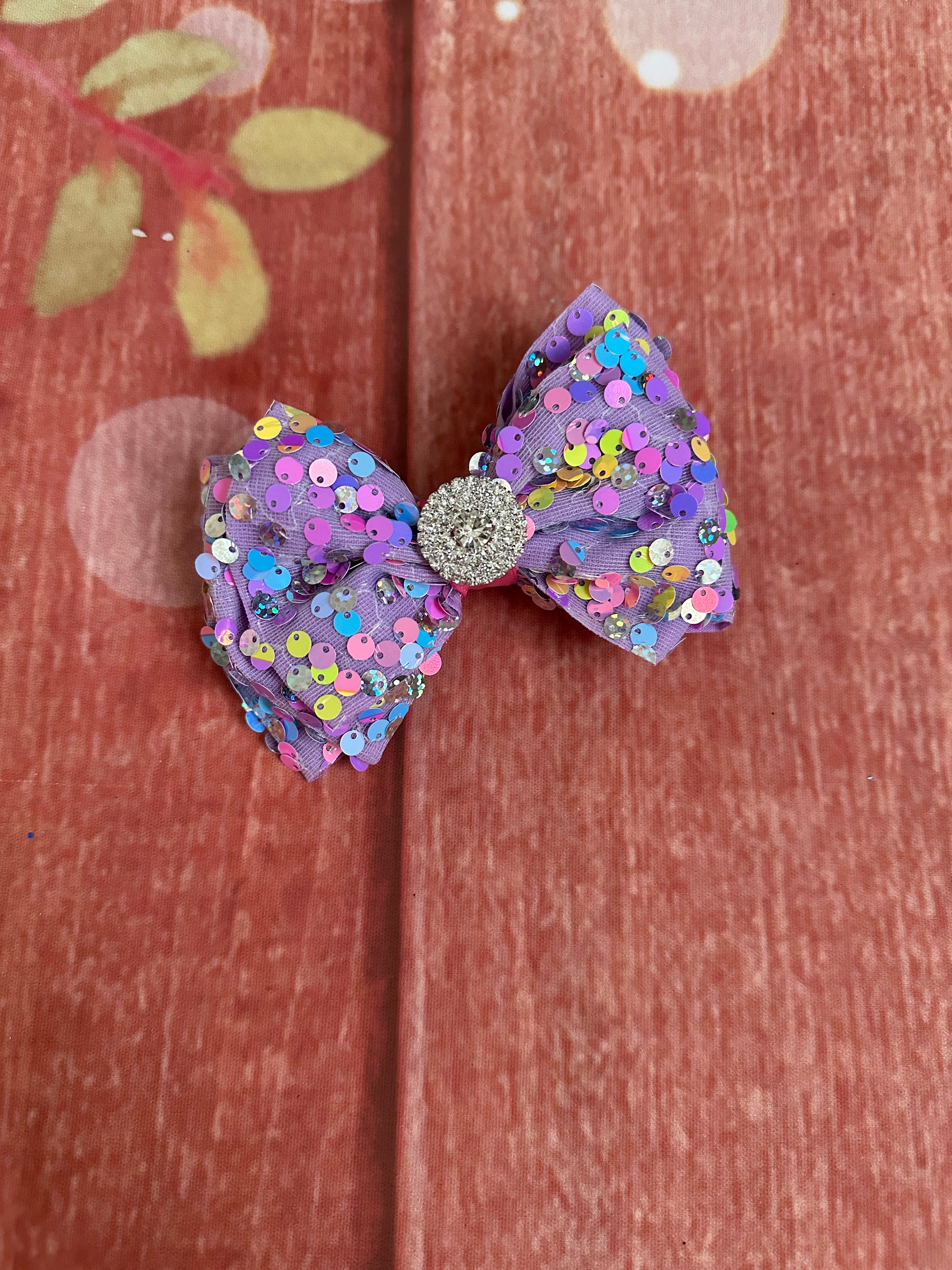 Sequin hair bow piggy size