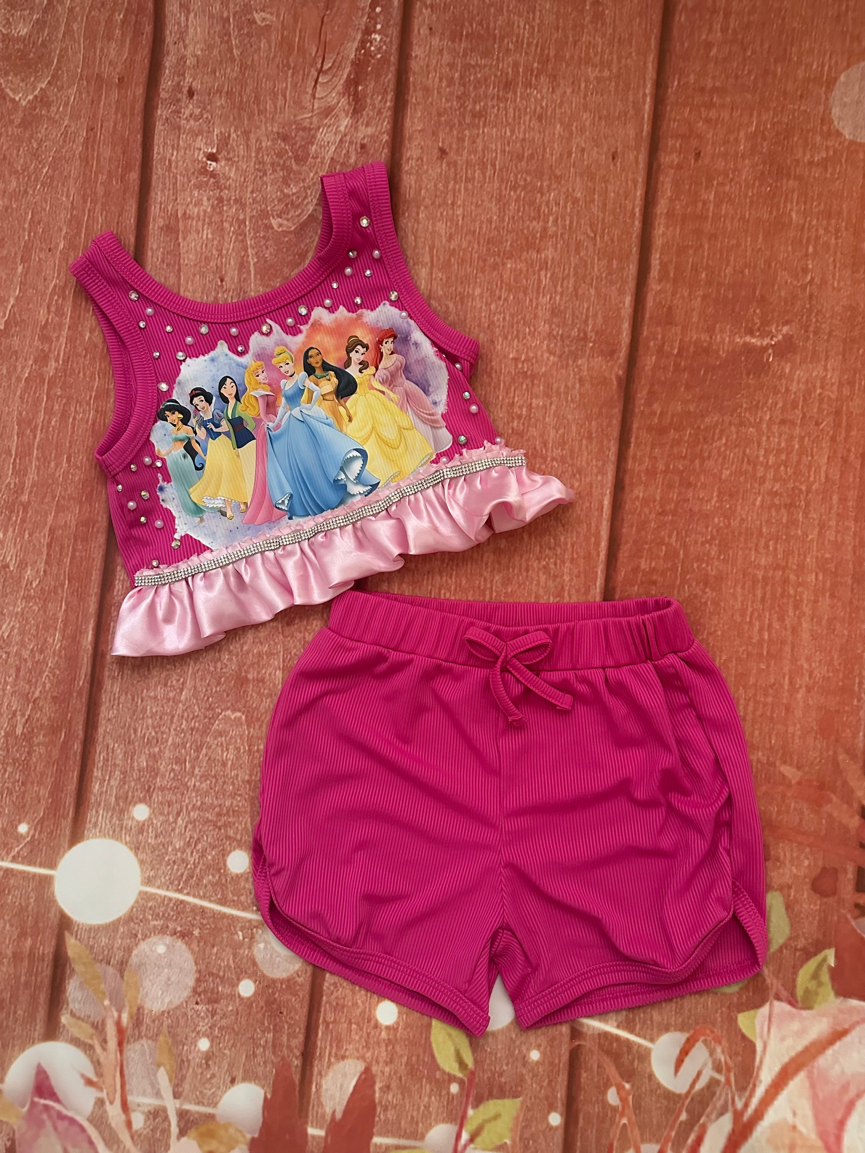 4y princess shorts set