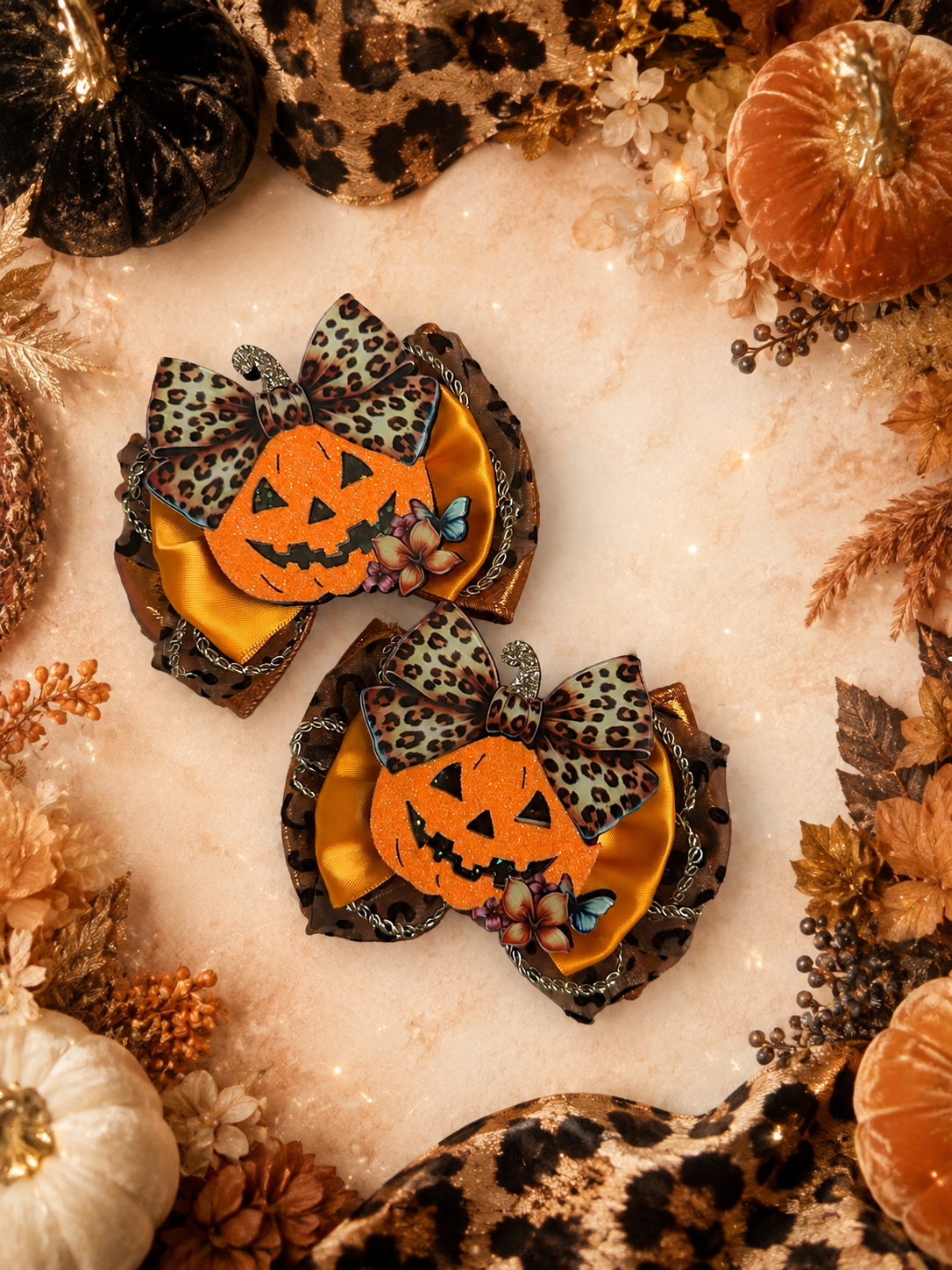 Xl Halloween pumpkin bow