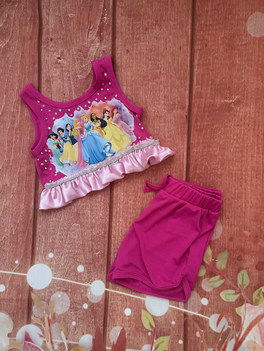 4y princess shorts set