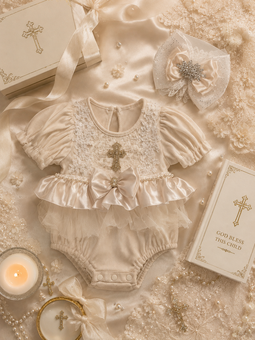 After christening romper and bow