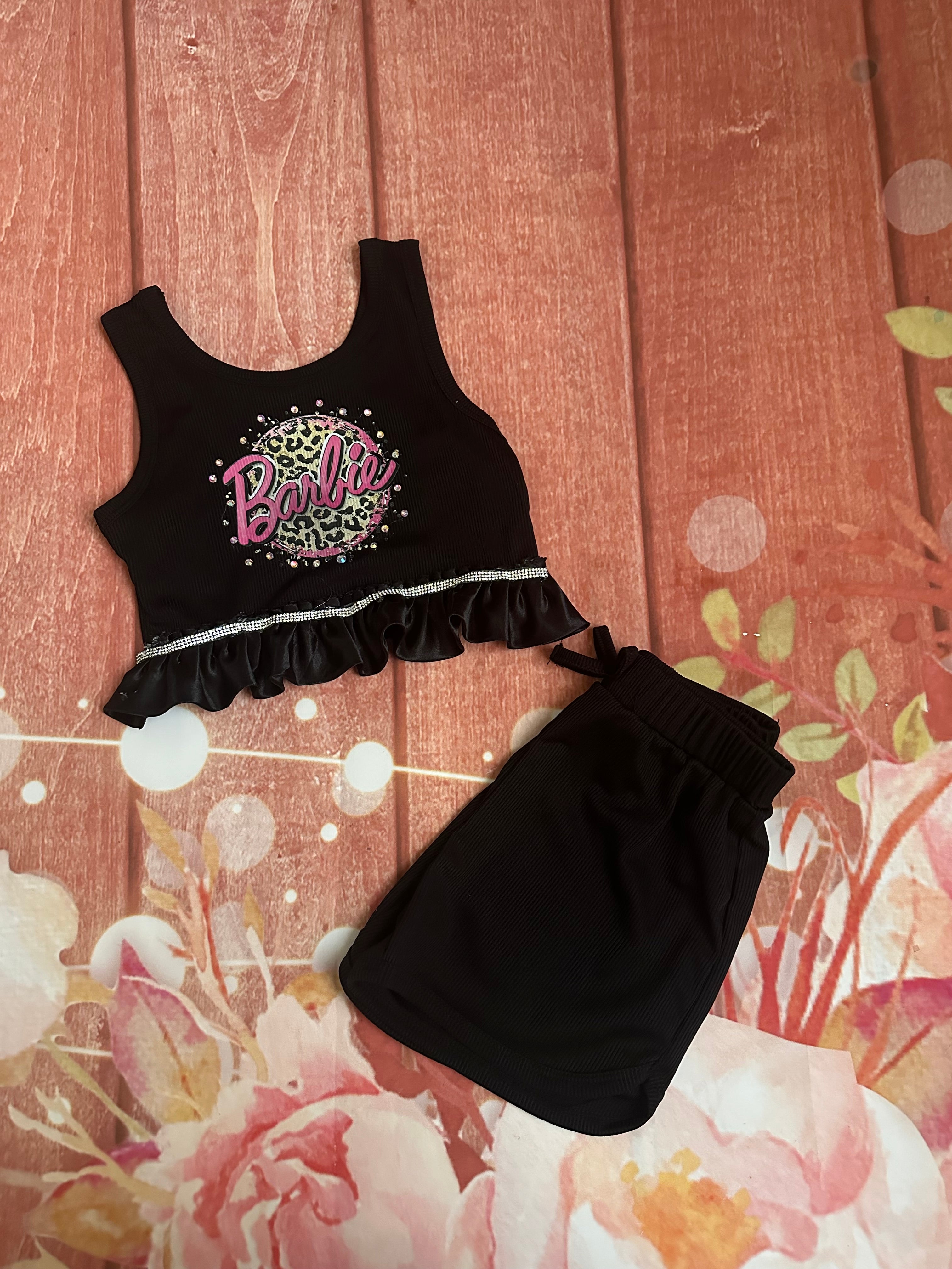 5y Barbie shorts set
