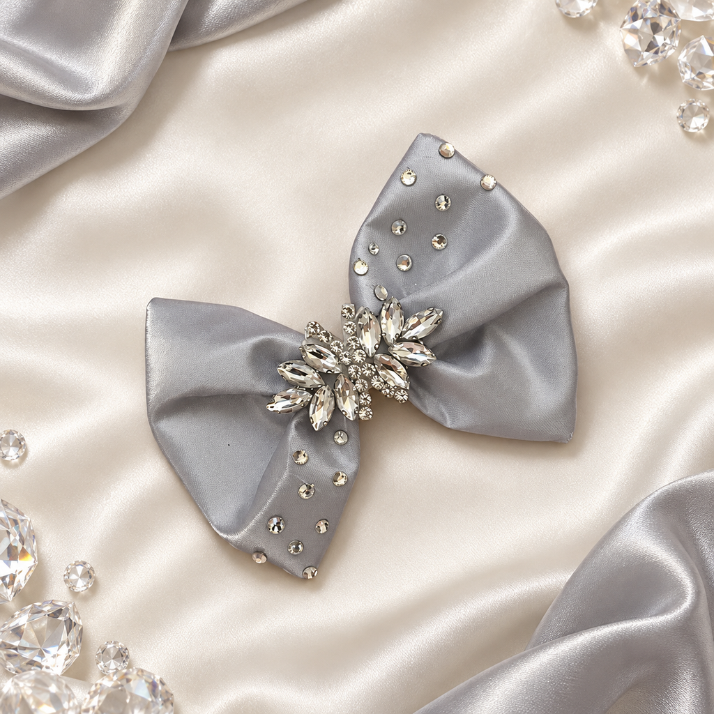 Silver liquid satin hair Clip