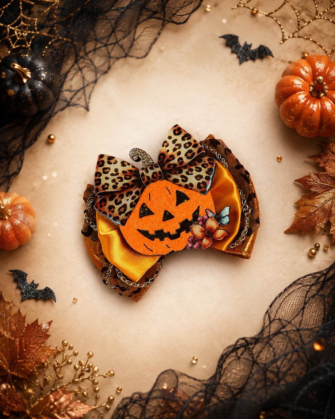 Xl Halloween pumpkin bow