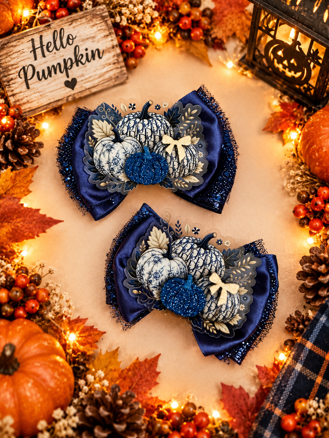 Xl piggy size hair bow pumpkins