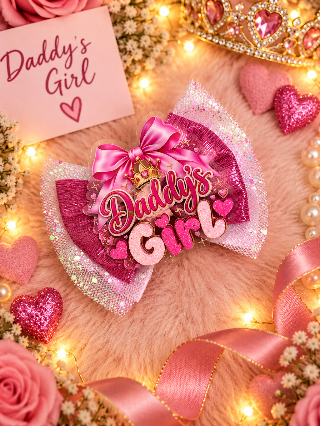 Xl piggy size hair bow daddy’s girl