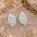 5 inch satin bow with feather
